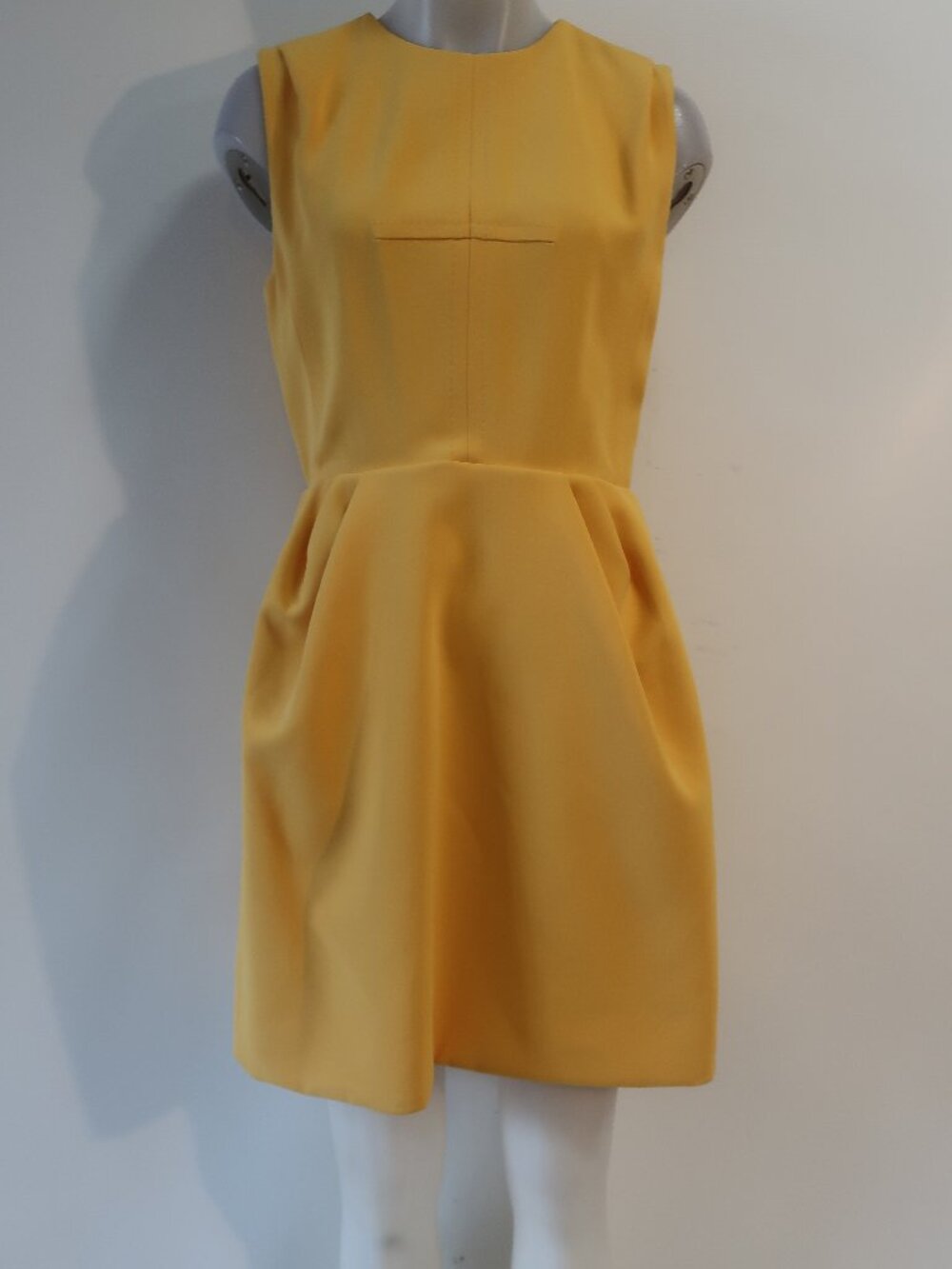 Authentic Louis Vuitton (Item-779 Marigold Yellow Sleeveless Pleat Dress 40 US/8 - Picture 8 of 16